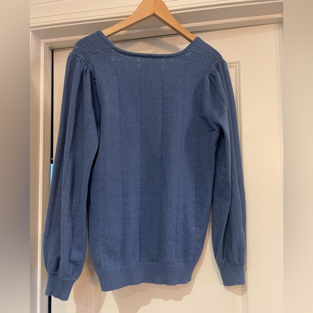 Elegant Blue Crew Neck Sweater - Picture 2 of 4